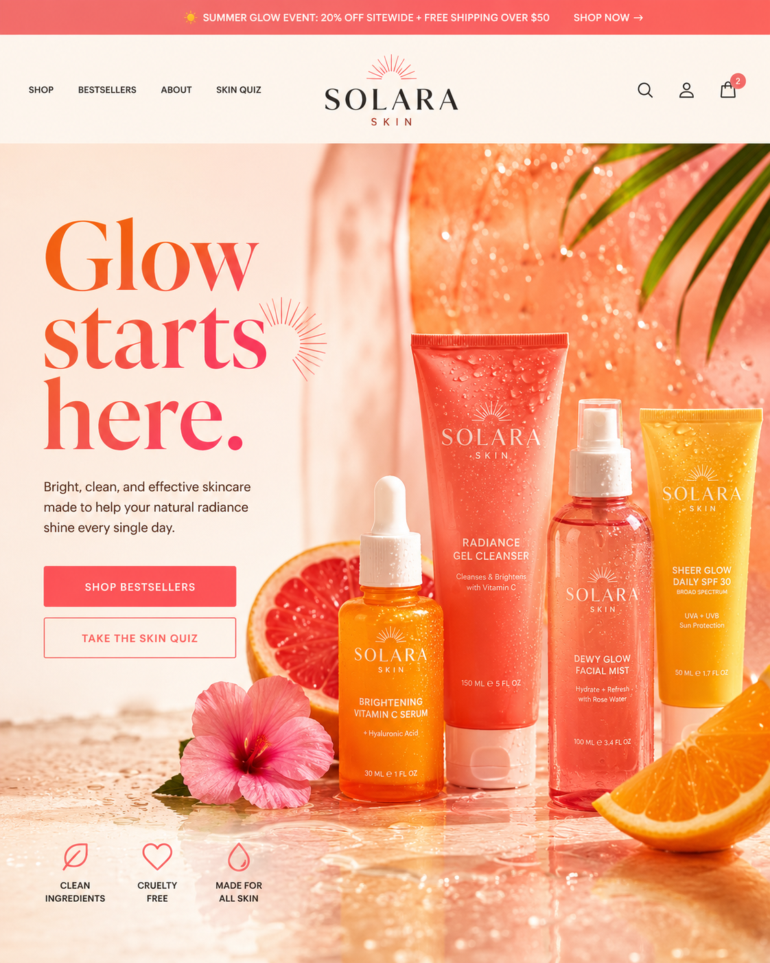 Solara Skin website design