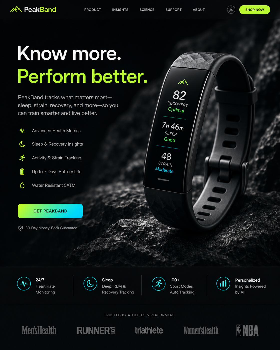 PeakBand website design